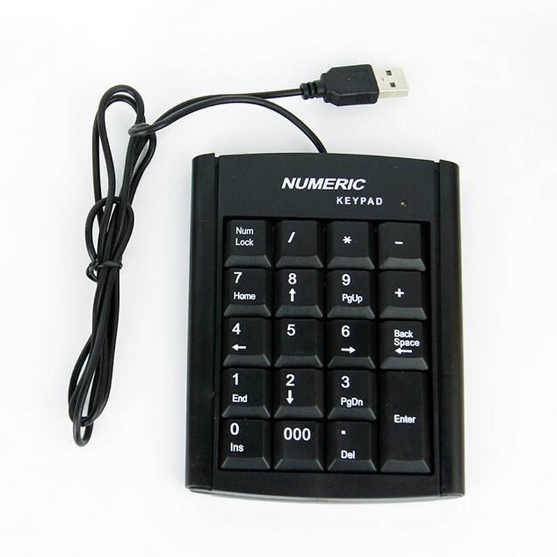 spincart USB Numeric Keypad, Portable Slim Mini Number Pad for Laptop Desktop Computer PC, Full Size 19 Key Black Wired Number Pad(USB 2.0, USB 3.0)