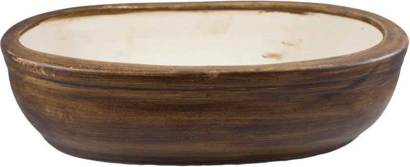 lasaki Oval Antique Ceramic Handmade Planter Or Pot/Plant Pot/Bonsai Planter Pot/Succulent Planter Pot/Container/Flower Pot/Pot/Gamla/Gamle Plant Container(Ceramic, External Height - 9 cm)