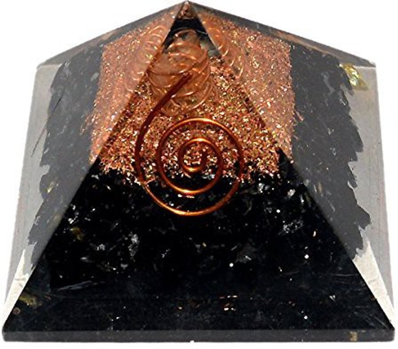 shivaom Black Tourmaline Orgone/Orgonite Pyramid 65-70 mm for Tourmaline Healing and Meditation, Protection Decorative Showpiece  -  2 cm(Stoneware, Light Blue)