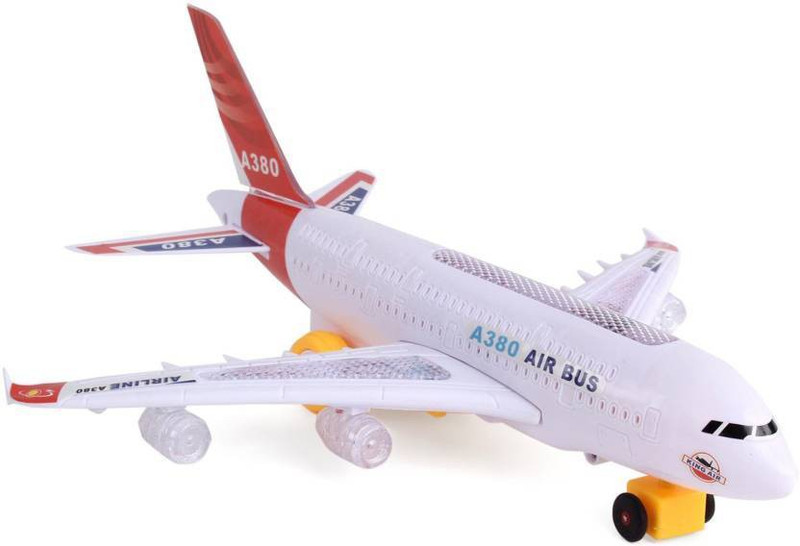 j k international Airbus A380 Airplane Toy With Lights Effect & Self Rotating (Multicolor)(Multicolor)