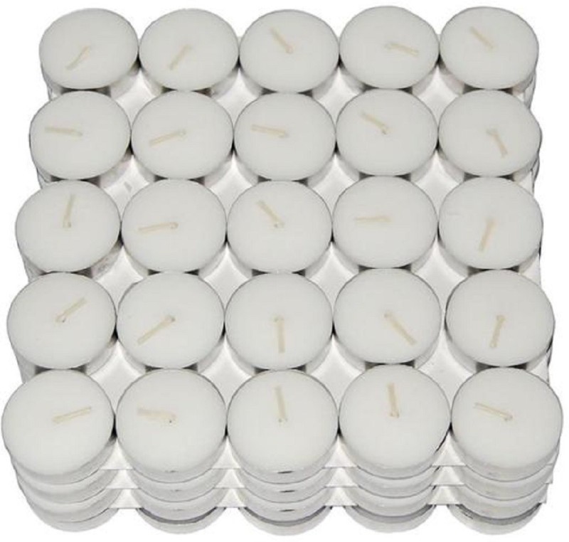 Kala Decorators Smokeless Tea Light Candle(Pack of 50 Pcs ) (Paraffin Wax )for Wedding,Festival,Party Candle(White, Pack of 50)