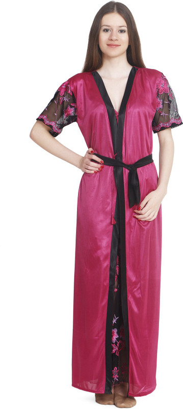 Freely Women Nighty with Robe(Pink)