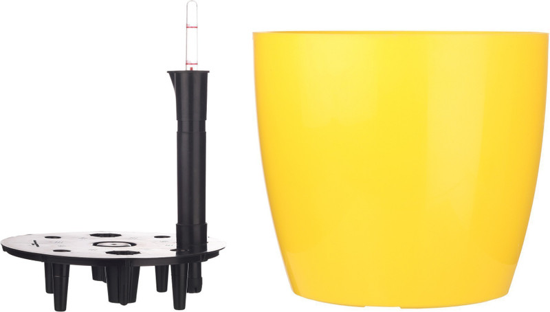 my green thumb Self Watering planter pot (Round) | Easy gardening for Indoor, Outdoor, patio, balcony home, garden, mall and office decor| With self watering kit including disk divider, water level indicator, pop soil and drainage plug | 9 inch (23cmX20cm) Yellow color (Pack of 1) Plant Container Se