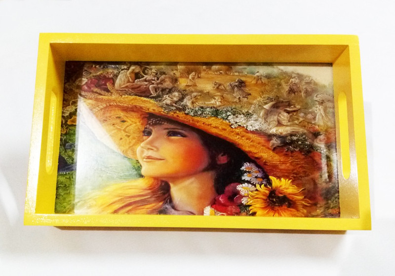 shobhamit innovatives Shobhamit Innovatives_Serving Tray (Girl with Flower Hat) Tray
