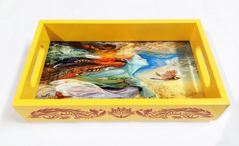 shobhamit innovatives Shobhamit Innovatives_Serving Tray (Fairy with Flying Bird) Tray
