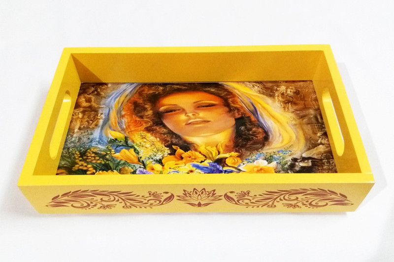 shobhamit innovatives Shobhamit Innovatives_Serving Tray (Girl Face with Flower) Tray