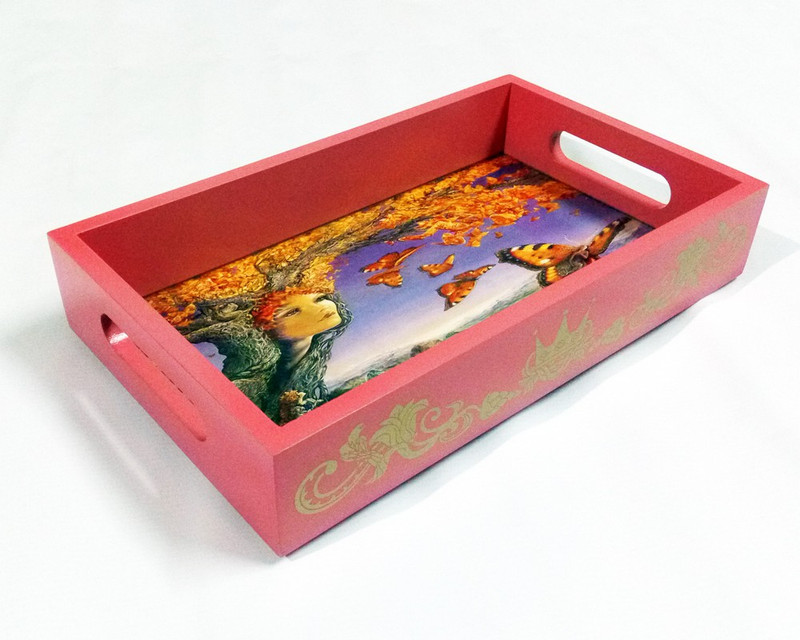 shobhamit innovatives Shobhamit Innovatives_Serving Tray (Yellow Butterflies) Tray