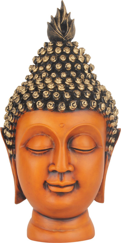 shivika enterprises Polyresin Crafted Religious Antique Meditating Buddha Head Bust Decorative Showpiece  -  13 cm(Polyresin, Orange)