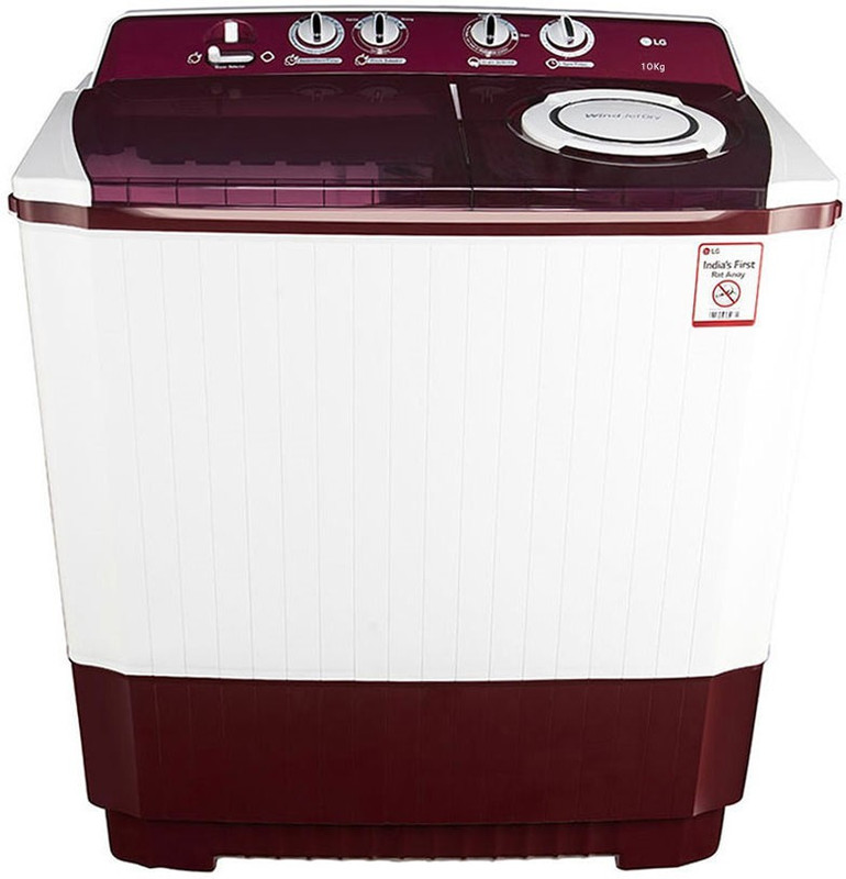LG 10 kg Semi Automatic Top Load White, Maroon(P2065R3SA)