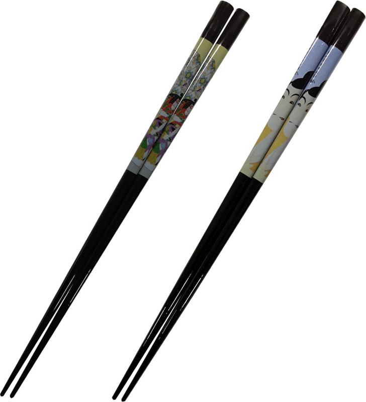 wynch Eating Bamboo Japanese Chopstick(Black, Red Pack of 2)