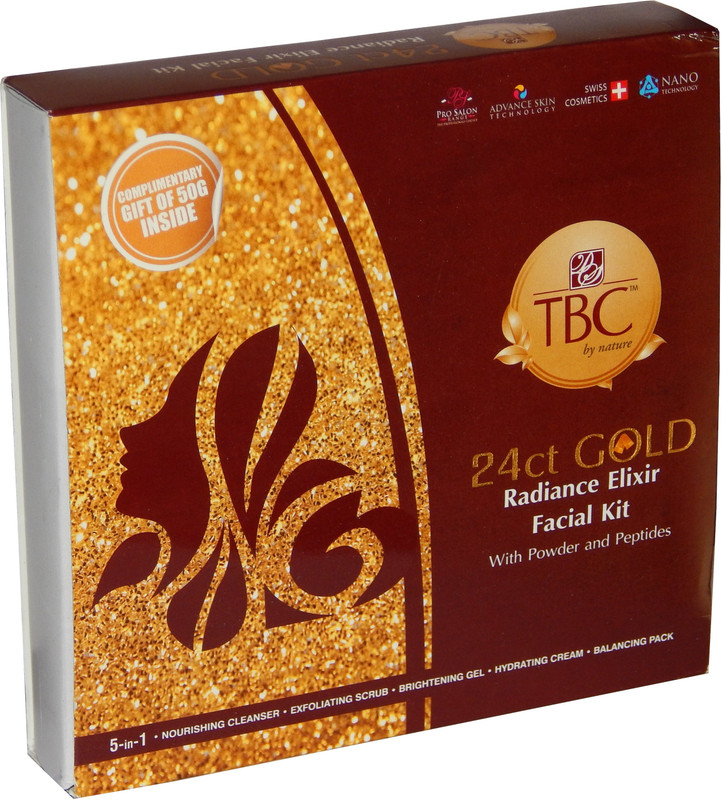 tbc by nature 24 ct. gold radiance elixir facial kit 150 g(Set of 6)
