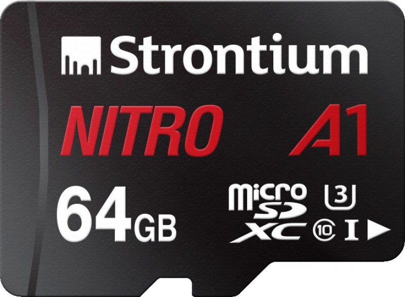 Strontium Nitro A1 64 GB SDXC UHS Class 1 100 Mbps  Memory Card(With Adapter) RS.879 (71.00% Off) - Flipkart