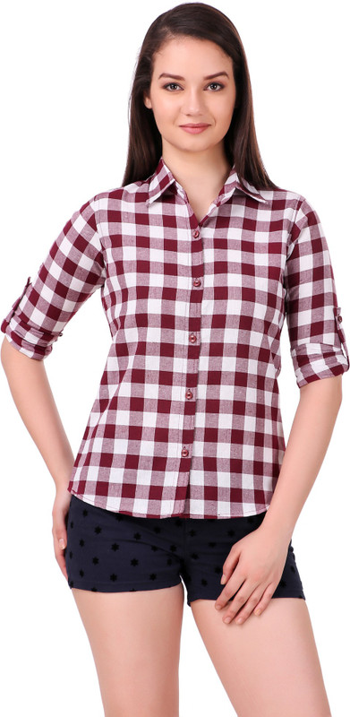 pour femme Women Checkered Casual Multicolor Shirt