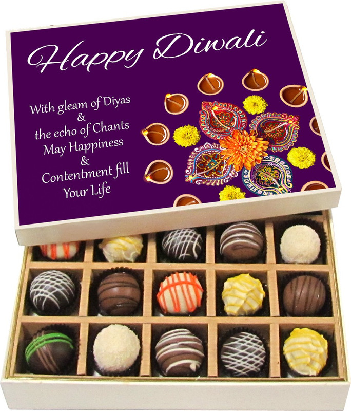 Chocholik Diwali Gifts - With Gleam Of Diyas & The Echo Of Chants - White, Dark, Milk Chocolate Truffles - 20pc Truffles(300 g)