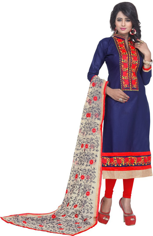 Merito Cotton Blend Embroidered Salwar Suit Material(Semi Stitched) Merito Cotton Blend Embroidered Salwar Suit Material(Semi Stitched)