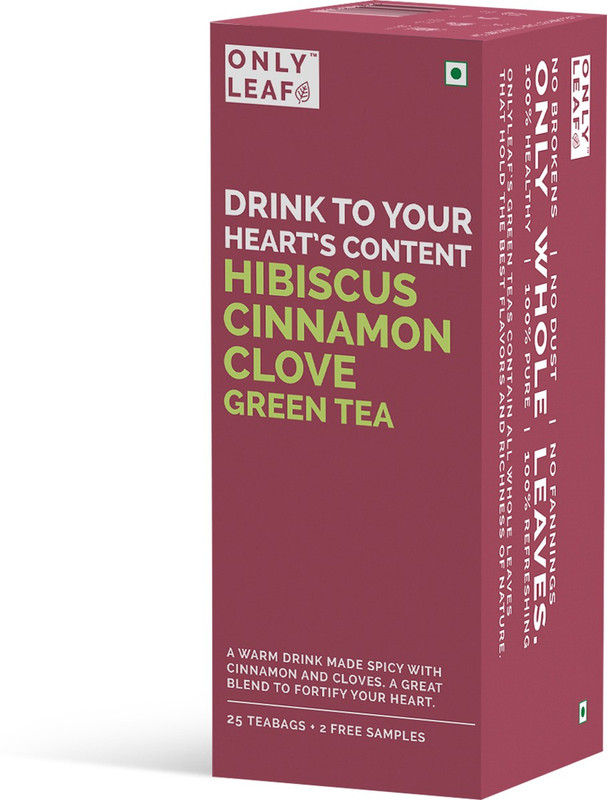 Onlyleaf 100% Natural Weightloss Cinnamon Clove Hibiscus Green Tea Bags Box(27 Bags)
