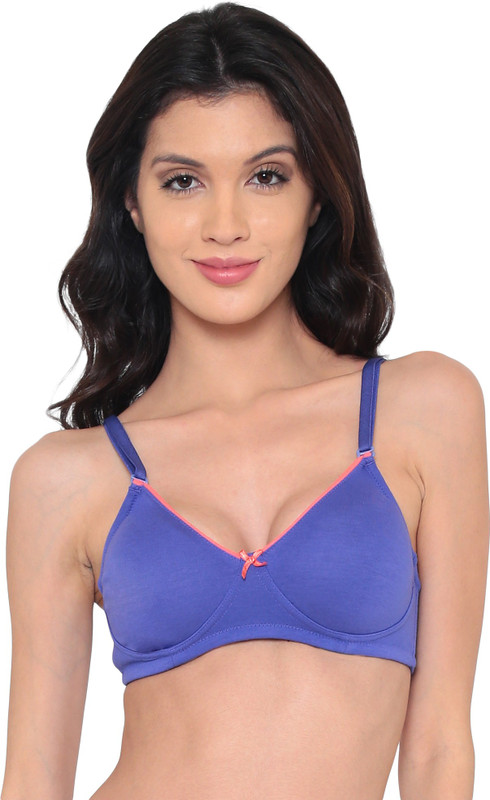 Laavian Fashion Women T-Shirt Non Padded Bra(Blue)