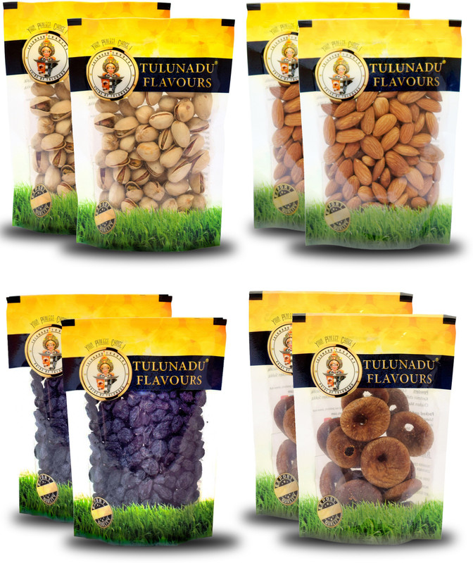 tulunadu flavours Dry Fruits Combo Pack of 4 (200gms each) Pistachios, Almonds, Figs, Raisins(4 x 200 g)