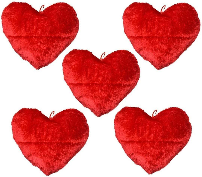 prachi toys Printed Gift Heart Shape Cushion Stuffed Hanging Heart Shaped Pillow with Best Filling Covers- Red  - 15 cm(Red)