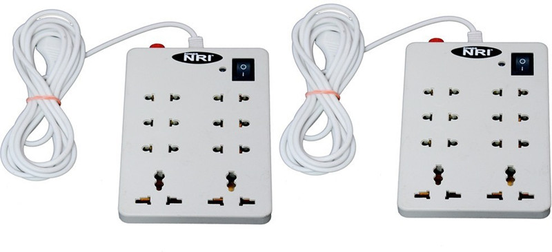POWERNRI 8+1 (2 PCS) 8 Socket Surge Protector(White)