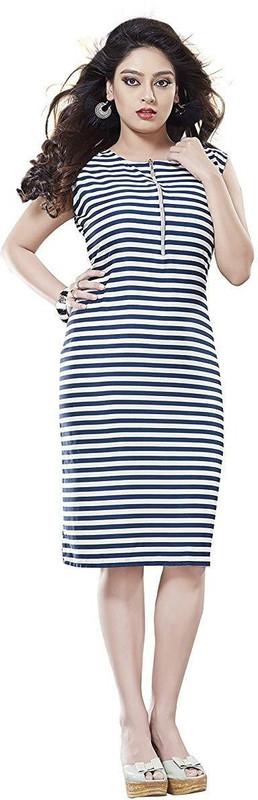 diego Women Bodycon White, Blue Dress