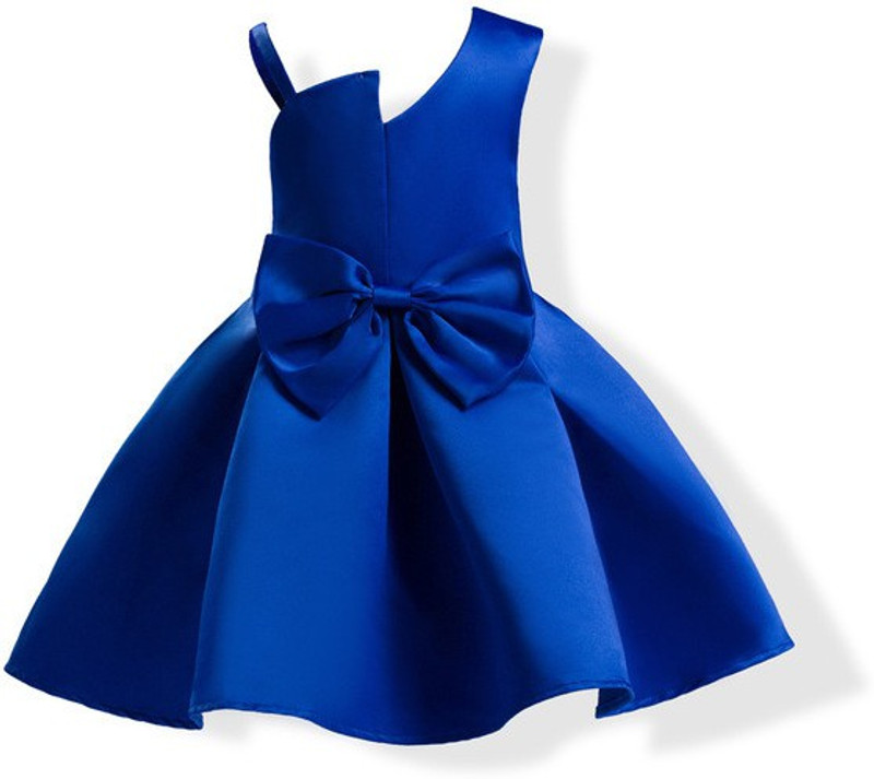 devil werar Girls Midi/Knee Length Party Dress(Blue, Sleeveless)