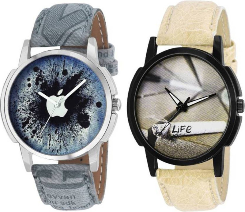 swanos New Collection watch Grey Apple & Dial in Life Word Belt Leather Strap watch For_Boys & Mens Analog Watch  - For Boys