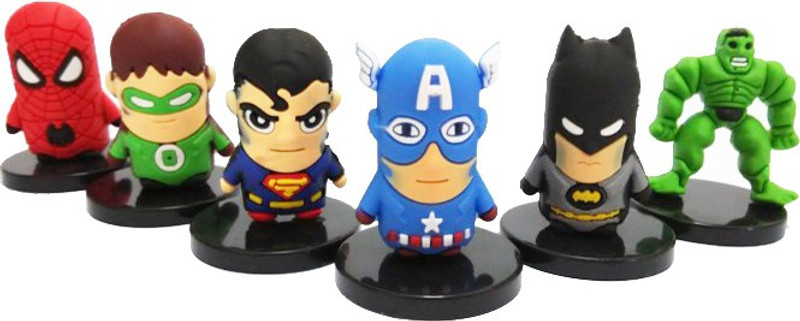 imodish Marvel Avengers Infinity War Set of 6 Spiderman, Hulk, Iron Man, Captain America, Green Latern, Superman Action Figure With Stand(Multicolor)