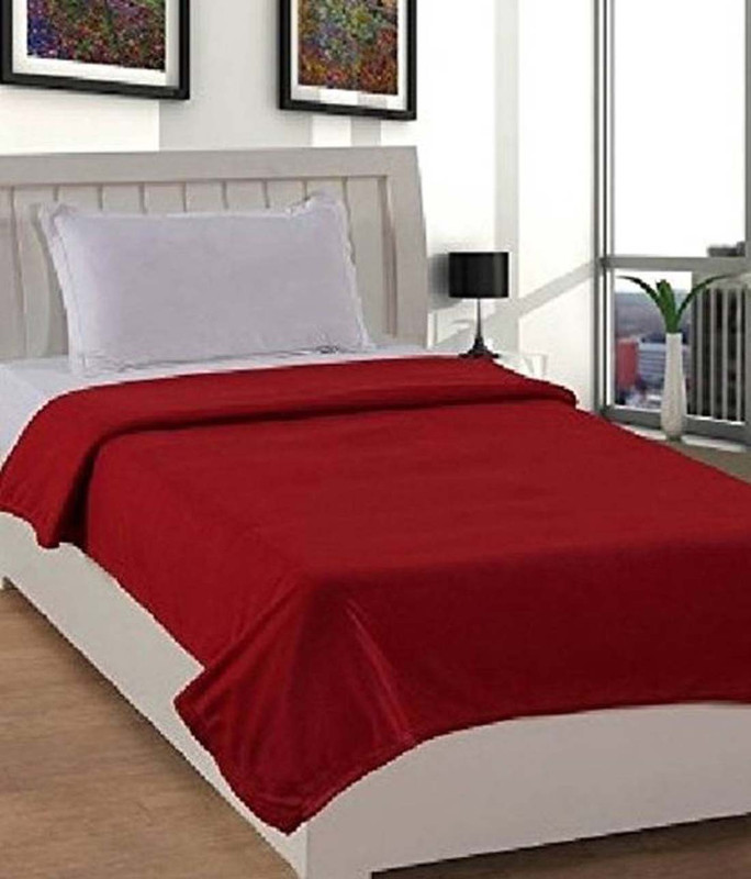 sugandha Solid Single Fleece Blanket(Polyester, MARRON)