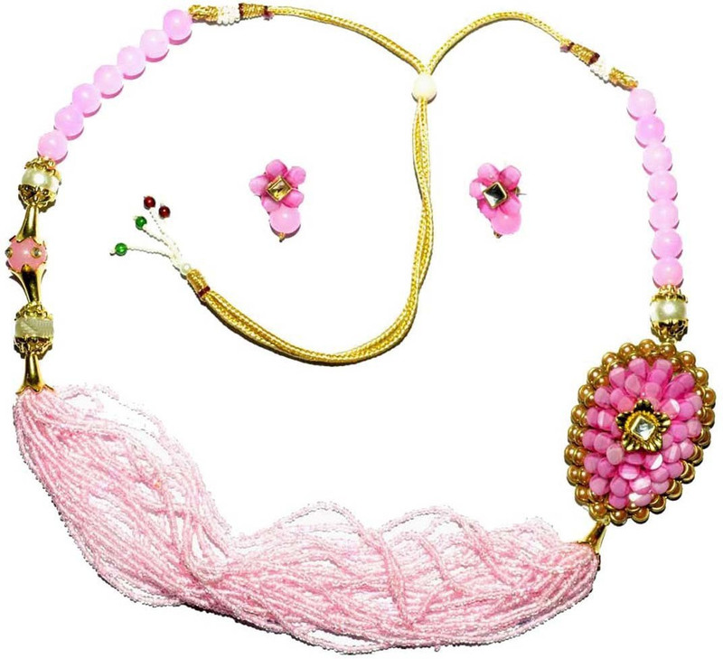 suman fancy collection Mother of Pearl Jewel Set(Pink)
