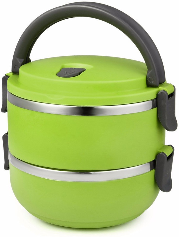LIFEMUSIC best selling hot and cold 2 Layer Round Lunch Box Food Container double Insulated Round Lunch Box Desirable For Office/School/College/Travel Airtight Leak Proof With Lid Homeware Multicolored 2 Containers Lunch Box (1500 ml) 2 Containers Lunch Box(1500 ml)