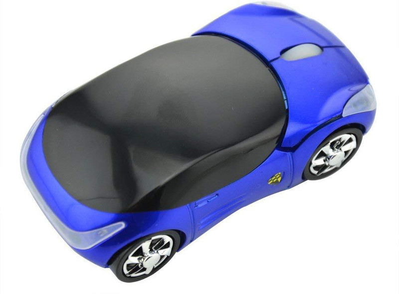 microware wireless mouse Computer fashion super car shaped game 2.4Ghz optical mouse for pc laptop computer (Blue) Wireless Ambidextrous Optical  Gaming Mouse(Blue)