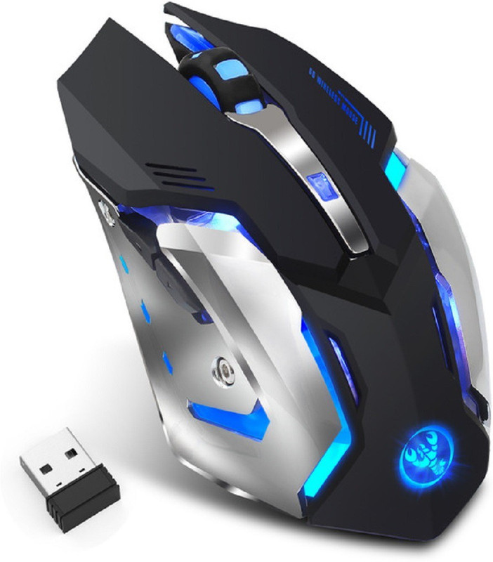 HXSJ M10-Adjustable-2400-DPI-Rechargeable-6-Buttons Wireless Laser Gaming Mouse(USB 3.0, Black)