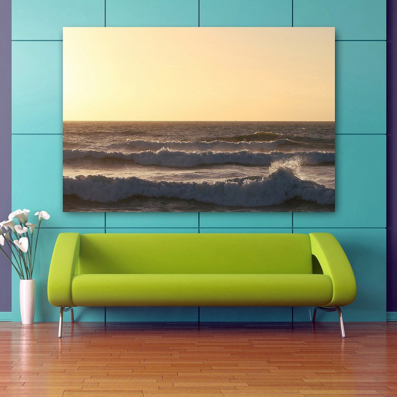 Sunset On Sea Wallpaper Wall Decor Poster No Framed Large Painting On Canvas Wall Art Picture For Home Decoration Wall Decor Paper Print Paper Print(48 inch X 24 inch)