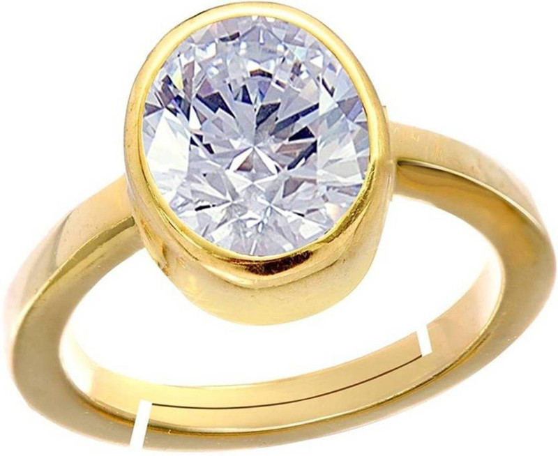sovam Gemstones Ring 4.25 White zircon GEMSTONE Adjustable PANCHDHATU RING Stone Zircon Ring Stone Coral Ring