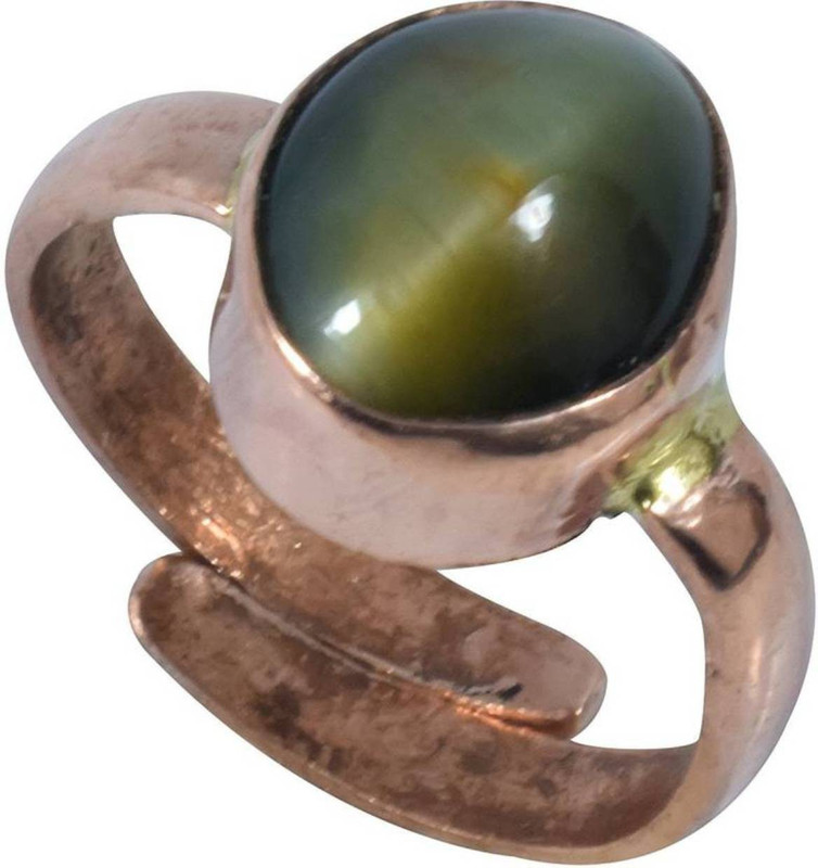 sovam Gemstones Ring 6.25 Ratti Green Cat's Eye /Lehsunia Natural Panch Dhatu Adjustable Ring Stone Ring Stone Coral Ring