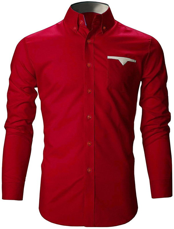 pearl ocean Men Solid Casual Red Shirt
