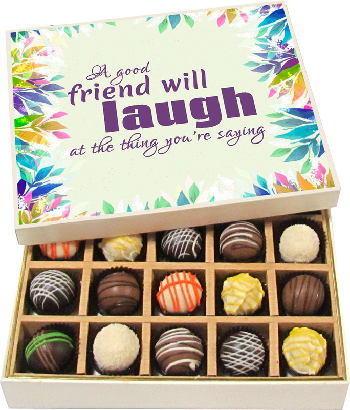 Chocholik Friendship Gift - A Good Friend Will Laugh at the Thing You're Saying - Dark, Milk, White Chocolate Truffles - 20pc Truffles(300 g)