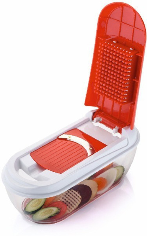 tilak 6 in 1 Fruit And Vegetable Graters, Slicer, Chipser, Dicer, Cutter Chopper With Unbreakable ABS Body And Heavy Stainless Steel Blades Vegetable & Fruit Chopper(5 Stainless Steel Blades, Bowl With Heavy Duty Body, 1 Peeler)