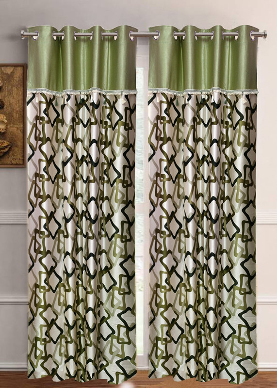 Flipkart SmartBuy 213 cm (7 ft) Polyester Door Curtain (Pack Of 2)(Printed, Green)