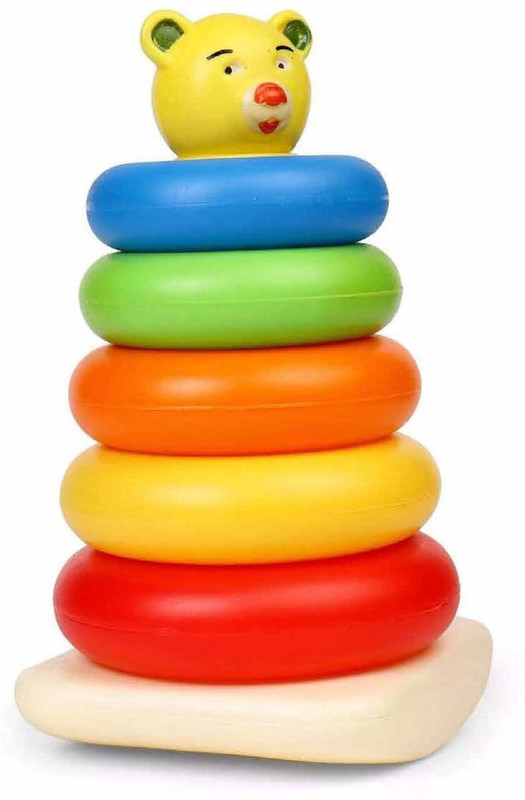 Barodian's funny Teddy 5 Rings (Small), Brilliant Basics Rock-a-Stack, Multicolor | Kids Learning, Stacking, Colors, Shapes, Designs(Multicolor)