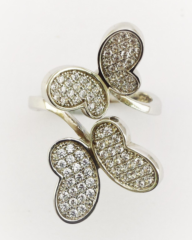 bhavika label Sterling Silver Cubic Zirconia Silver Plated Ring