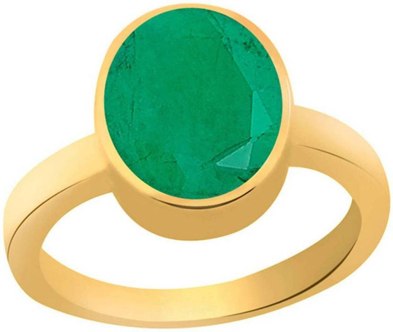 sovam Gemstones 5.38-6.40 Ratti Natural Certified EMERALD panna Gemstone Panchdhatu Ring ,Pukhraj Birthstone Astrology Ring Metal Emerald 18K Yellow Gold Plated Ring Stone Ring