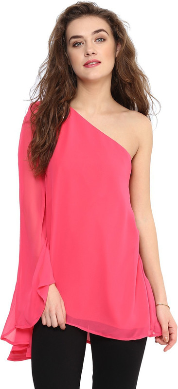 Uptownie Lite Party Flared Sleeve Solid Women Pink Top