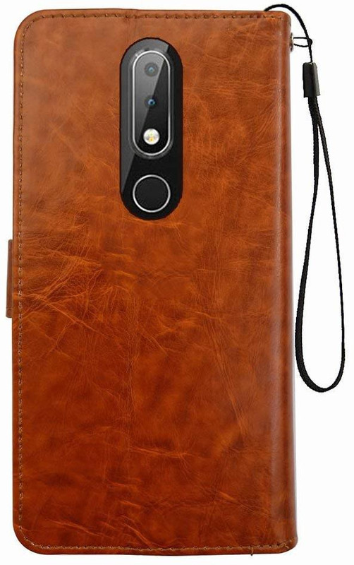 ziaon Flip Cover for Nokia 6.1 Plus, Nokia 6.1 Plus(brown)