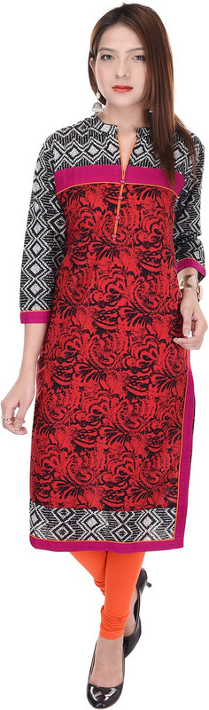 Mahaveer Fashion Festive & Party Printed Women Kurti(Red)
