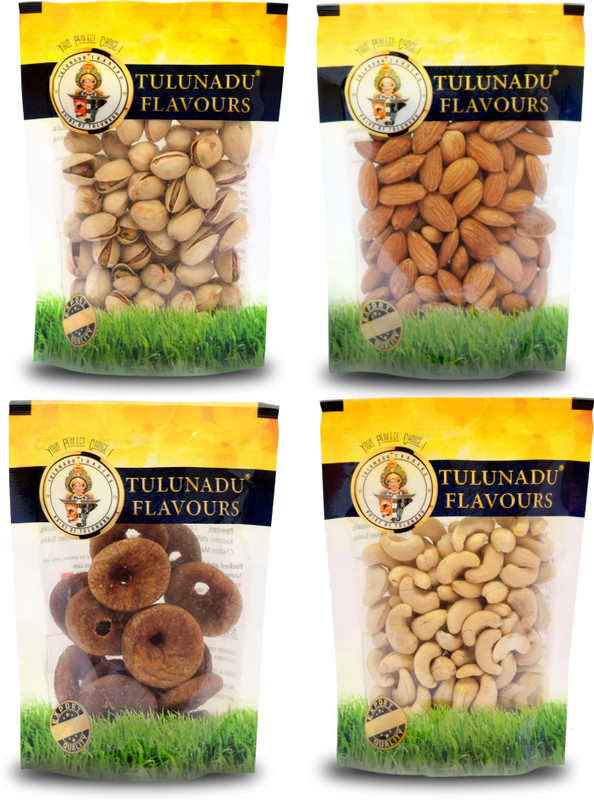 tulunadu flavours Dry Fruits Combo Pack Pistachios, Cashews, Almonds, Figs(4 x 100 g)