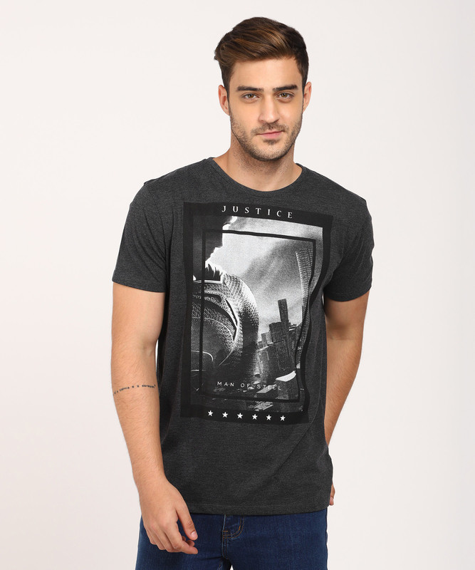SUPERMAN By Free Authority Printed Men Round or Crew Grey T-Shirt