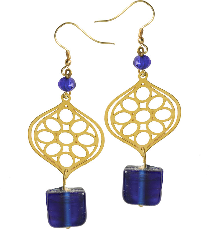 kriswa Jharokha Gold Plated Earrings with Beads, for girls, women, daily use Aluminum Drops & Danglers