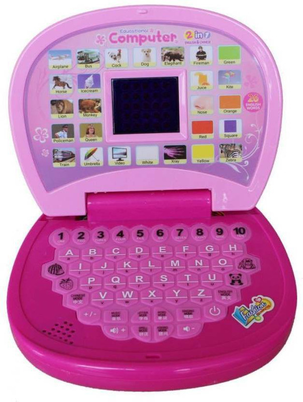 lifestylesection Educational laptop with led screen for kids (Pink)(Multicolor)